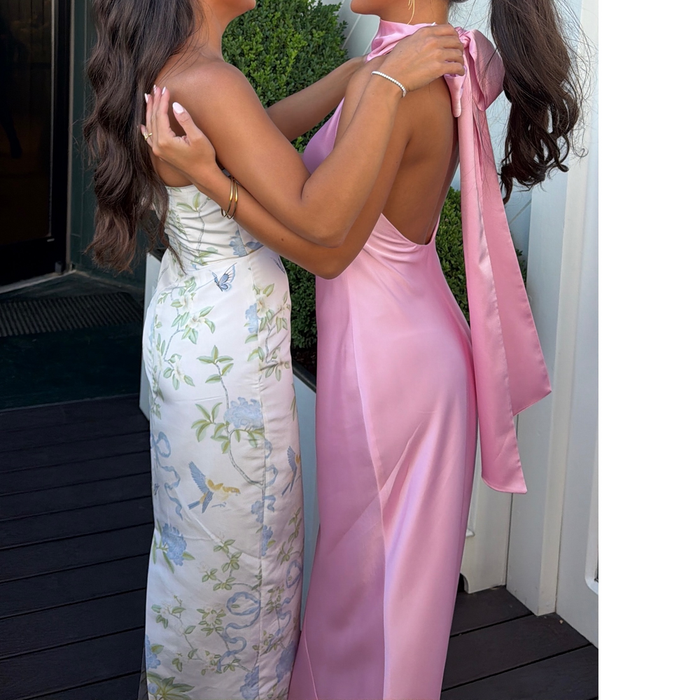 Mumu Lisa Maxi Dress in Light Pink Luxe Satin - Picture 5 of 6